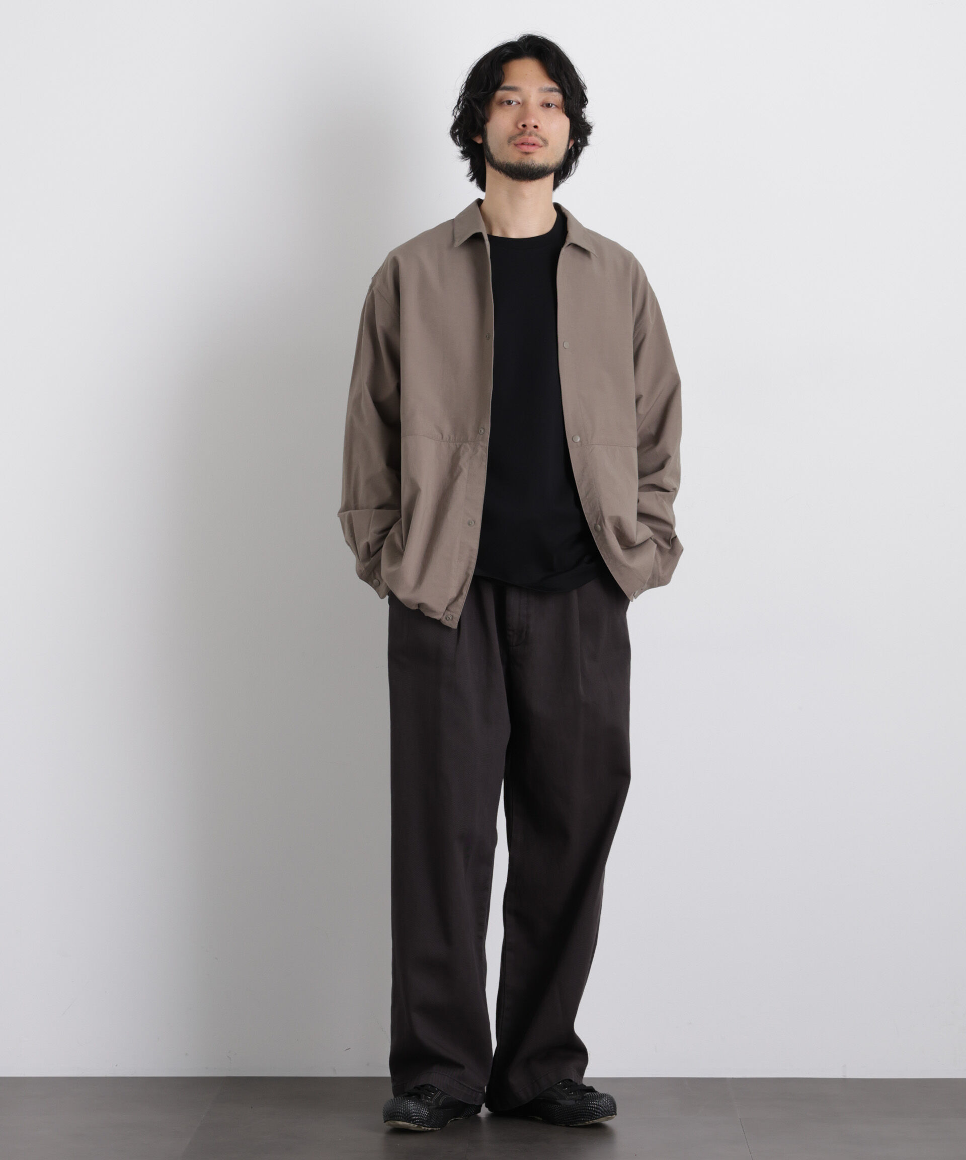 nano･universe「ストレッチワイドシャツブルゾン」|ブルゾン・スタジャン|