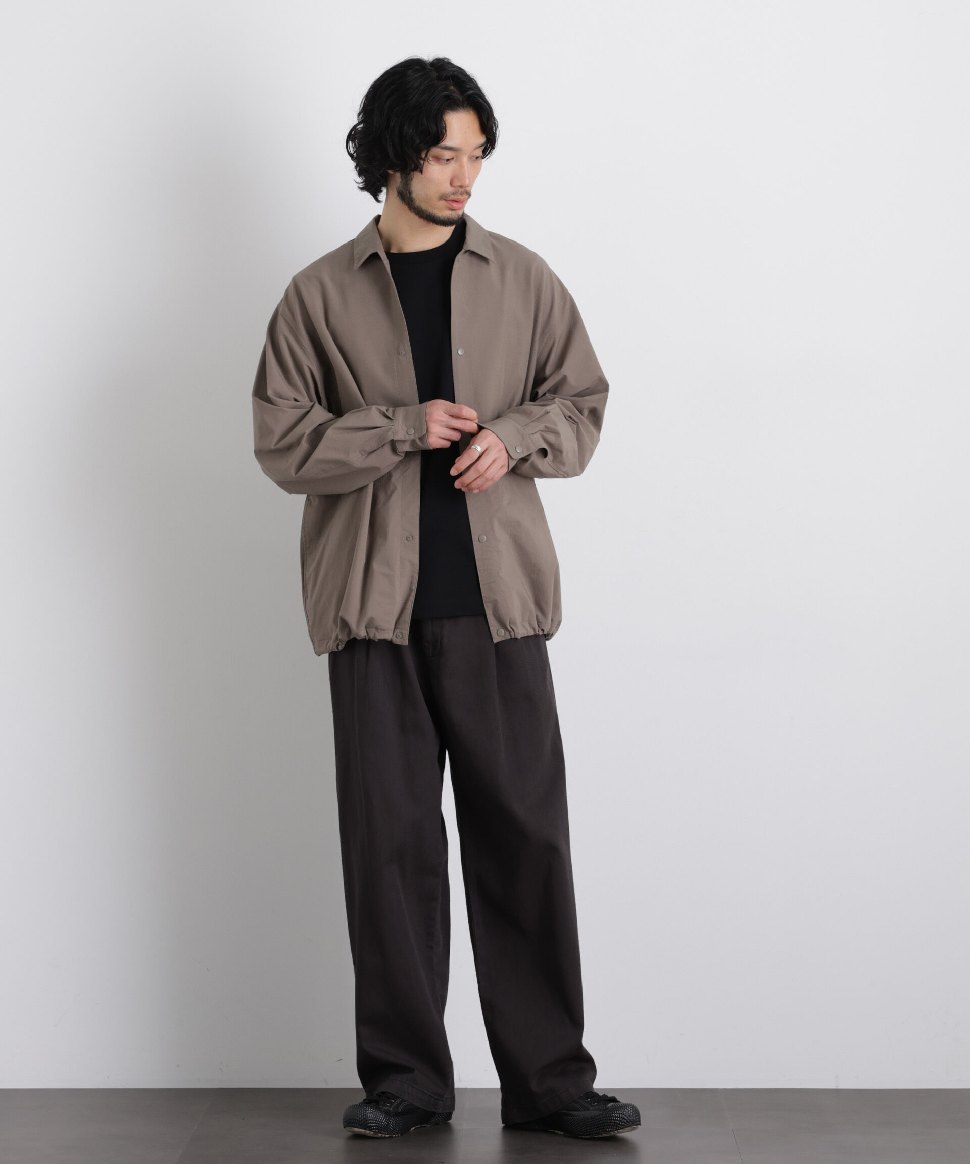 nano･universe「ストレッチワイドシャツブルゾン」|ブルゾン・スタジャン|