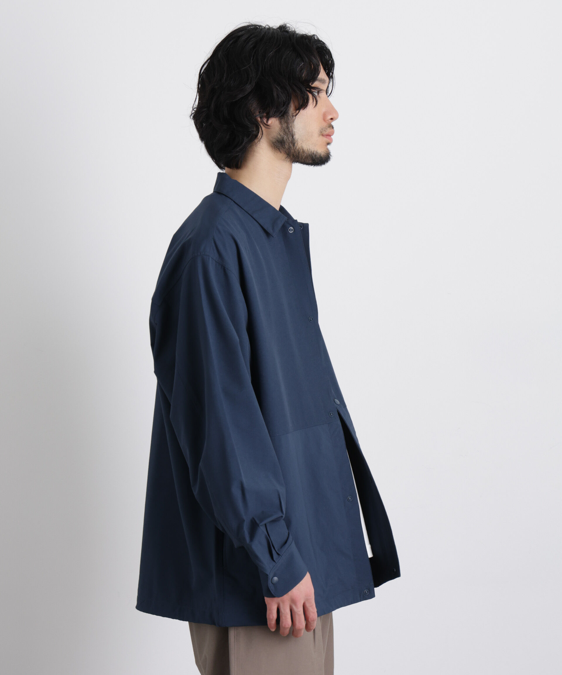 nano･universe「ストレッチワイドシャツブルゾン」|ブルゾン・スタジャン|