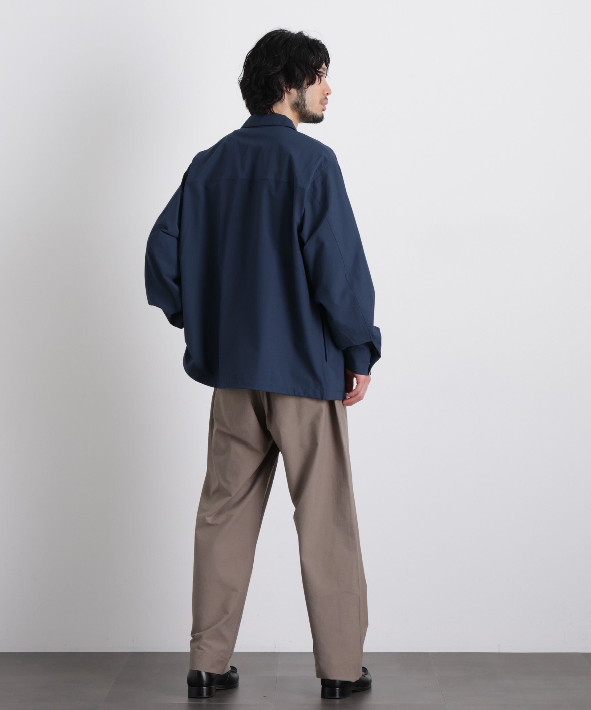nano･universe「ストレッチワイドシャツブルゾン」|ブルゾン・スタジャン|