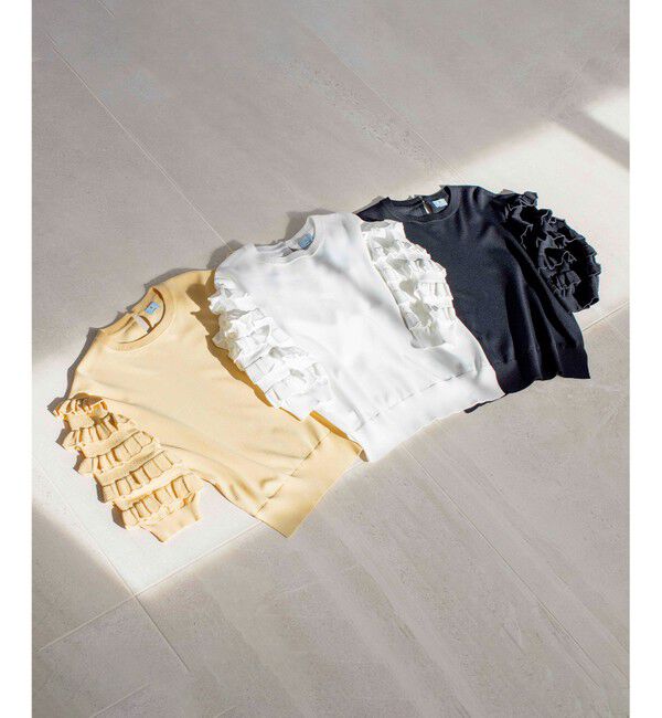 組曲「【WEB限定カラーあり】MINA 袖フリルニットプルオーバー」|ニット・セーター|