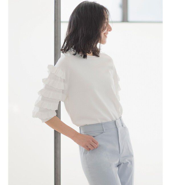 組曲「【WEB限定カラーあり】MINA 袖フリルニットプルオーバー」|ニット・セーター|