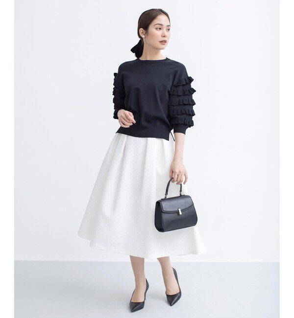 組曲「【WEB限定カラーあり】MINA 袖フリルニットプルオーバー」|ニット・セーター|