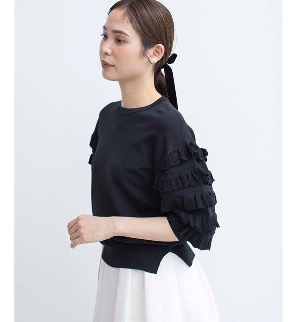 組曲「【WEB限定カラーあり】MINA 袖フリルニットプルオーバー」|ニット・セーター|