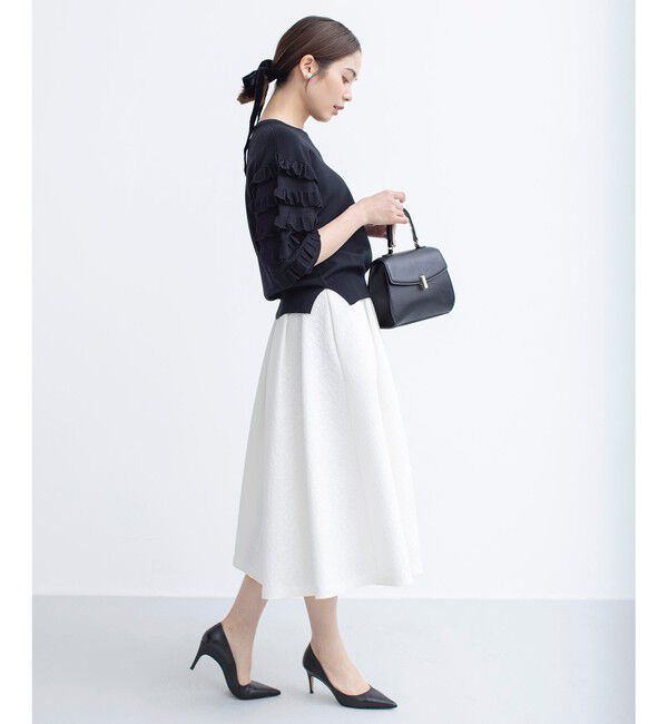 組曲「【WEB限定カラーあり】MINA 袖フリルニットプルオーバー」|ニット・セーター|