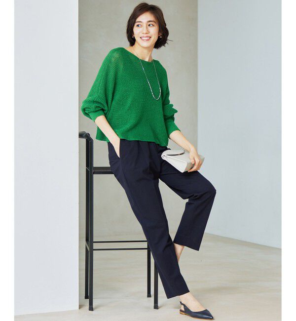 自由区「【洗える】リネンミドルゲージドルマンスリーブ ニット」|ニット・セーター|