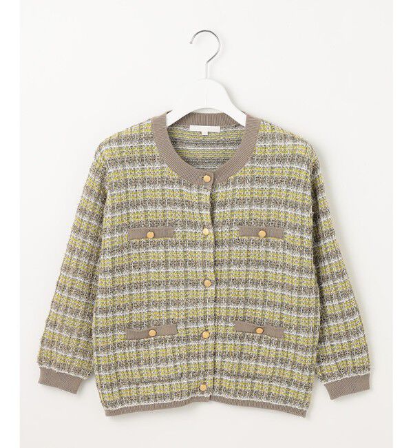 自由区「【洗える】カラーミックスツイードニット カーディガン」|カーディガン|