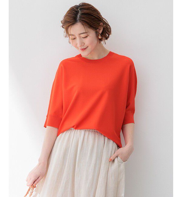 23区「【洗える】レーヨンポリエステルストレッチ ドルマン ニット」|ニット・セーター|オレンジ系
