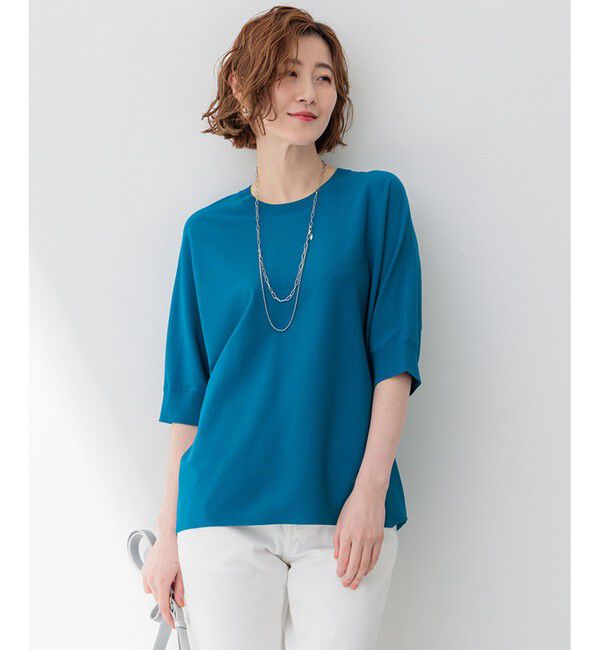 23区「【洗える】レーヨンポリエステルストレッチ ドルマン ニット」|ニット・セーター|ブルー系