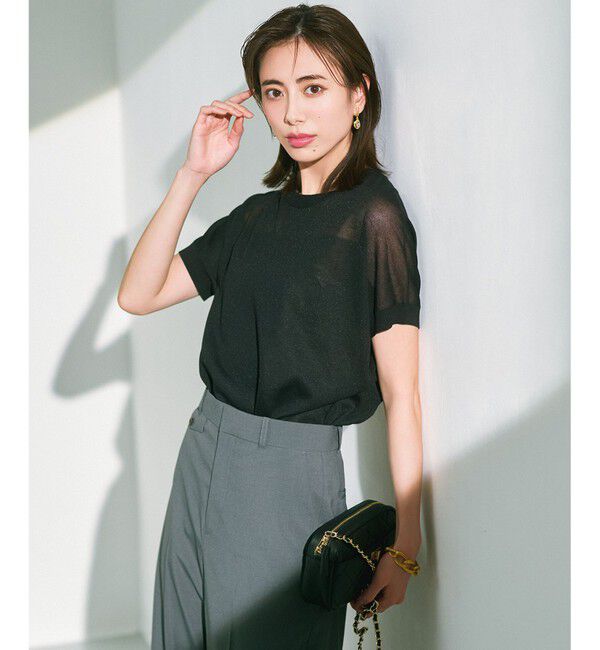 23区「【洗える】シャイニーシアー ドルマン ニット」|ニット・セーター|ブラック系