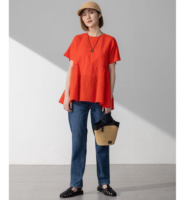 23区「【洗える】カラミ ストライプ ペプラム ブラウス」|シャツ・ブラウス|