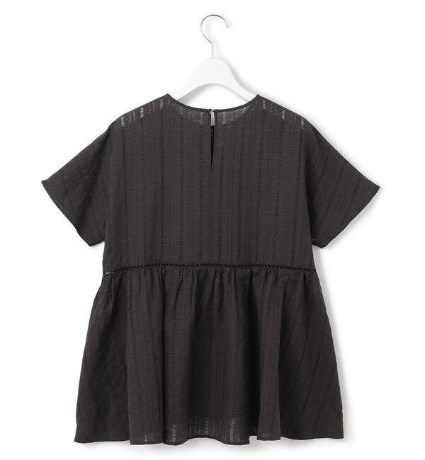 23区「【洗える】カラミ ストライプ ペプラム ブラウス」|シャツ・ブラウス|