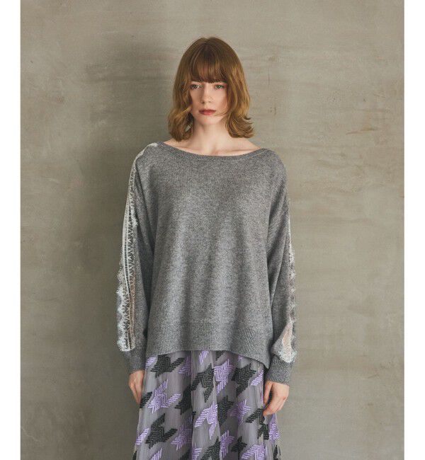 Grace Class「レーススリーブトップ」|ニット・セーター|グレー