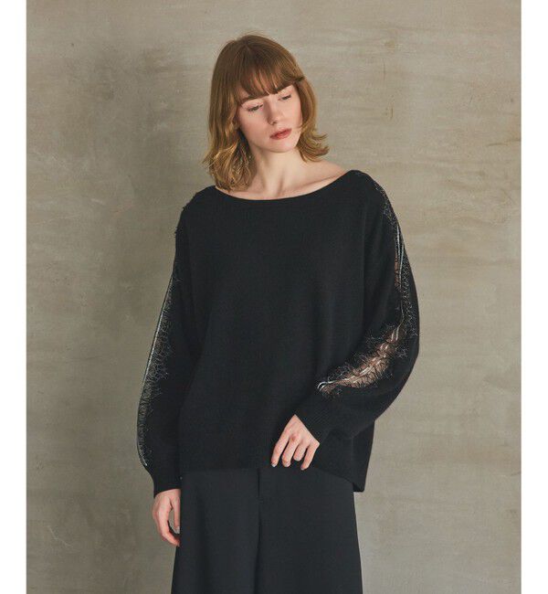 Grace Class「レーススリーブトップ」|ニット・セーター|ブラック