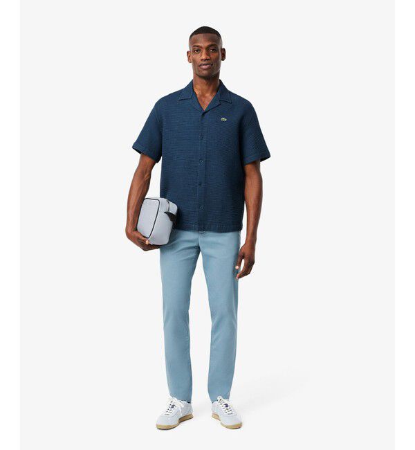 LACOSTE「スリムフィットストレート ストレッチチノパンツ」|チノ|グレイッシュブルー