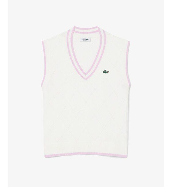 LACOSTE「ダイヤモチーフニットベスト」|ベスト・ジレ|ホワイト