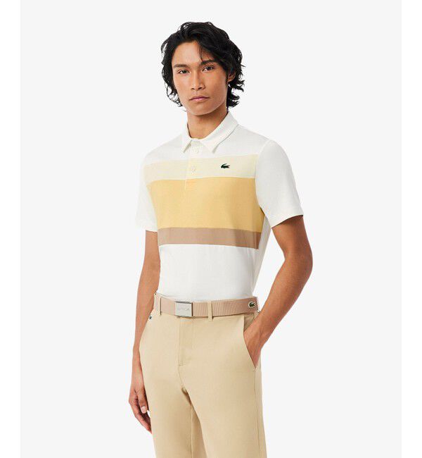 LACOSTE「ウルトラドライ ストレッチカラーブロックゴルフポロシャツ」|ポロシャツ|ホワイト