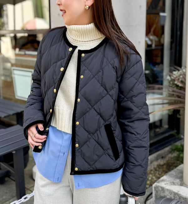 NOLLEY'S「【TAION&times;LIMONTA】別注ベロアパイピングショートダウン」|ダウン|ネイビー