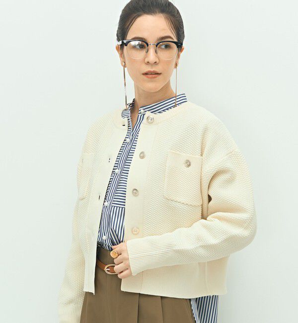 NOLLEY'S「《手洗い可能》鹿の子編みクルーネックカーディガン」|カーディガン|