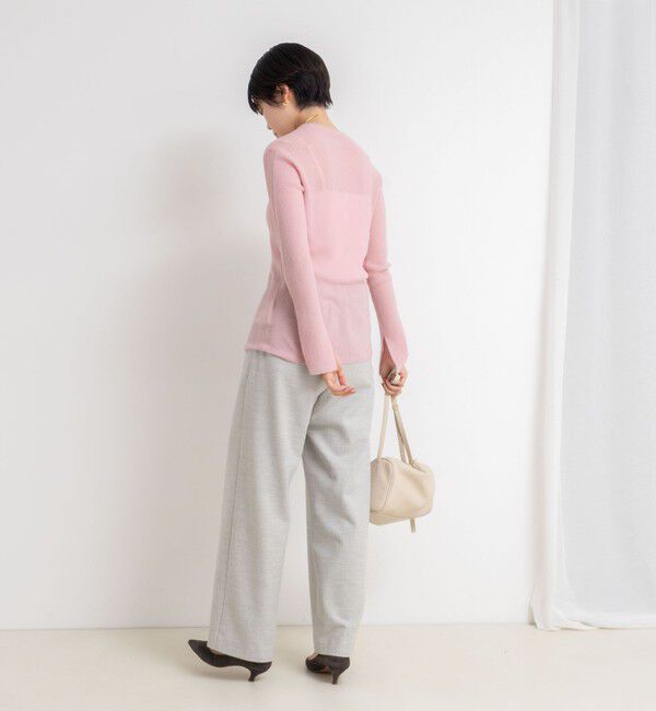 NOLLEY'S sophi「カシミヤ混ガーゼ風リブクルーネックミディ丈カーディガン」|カーディガン|