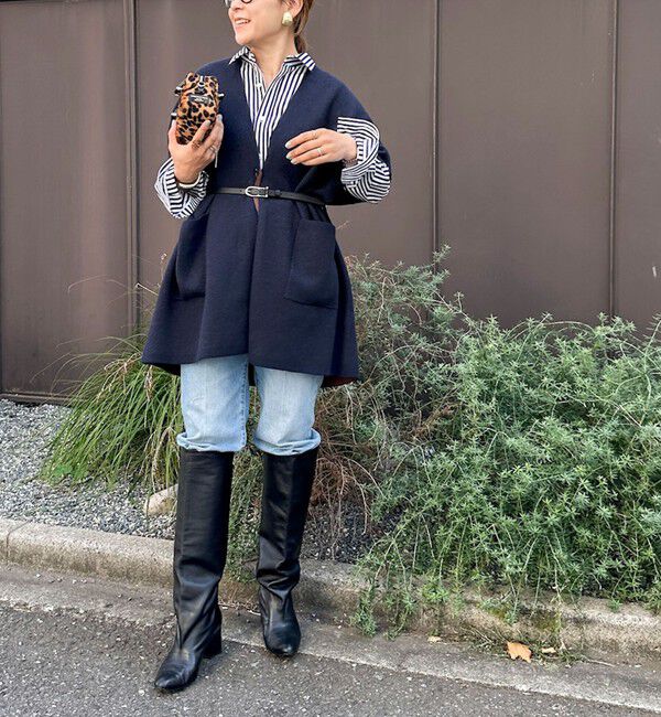 Rie Miller「バイカラー強縮ニットショール」|ニット・セーター|