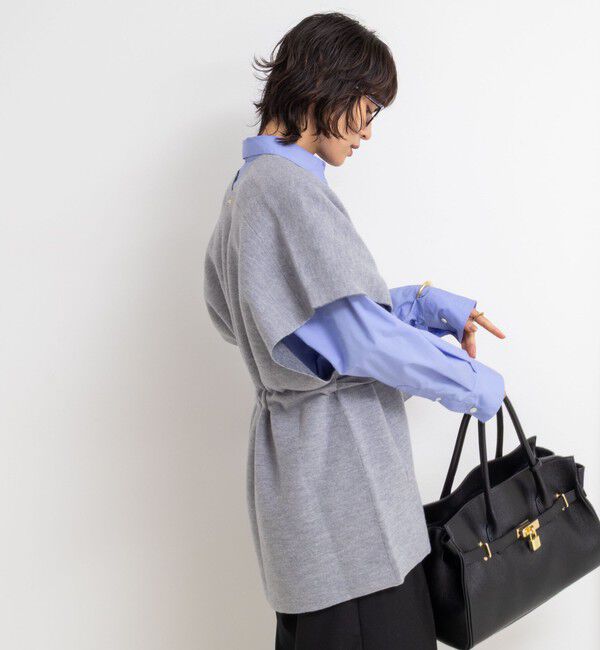 Rie Miller「バイカラー強縮ニットショール」|ニット・セーター|