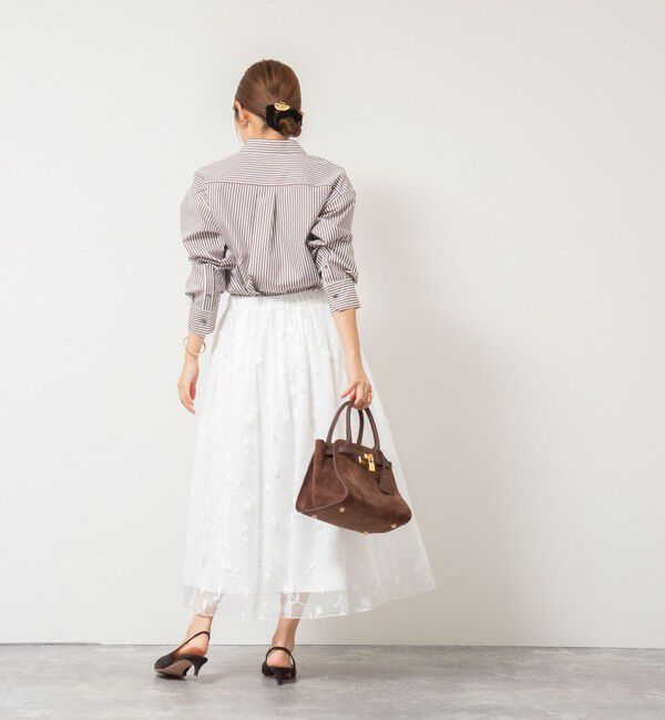 NOLLEY'S「ウォッシャブルチュール刺繍リバーシブルギャザースカート」|フレア|