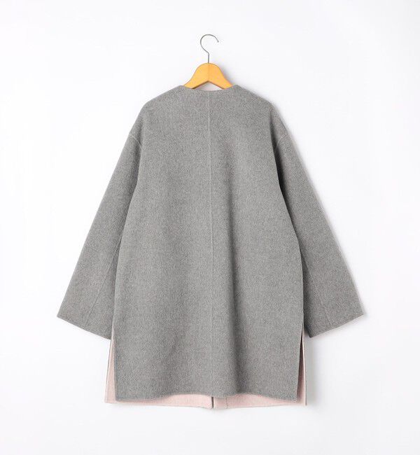 NOLLEY'S「バイカラーリバーコート」|ノーカラーコート|