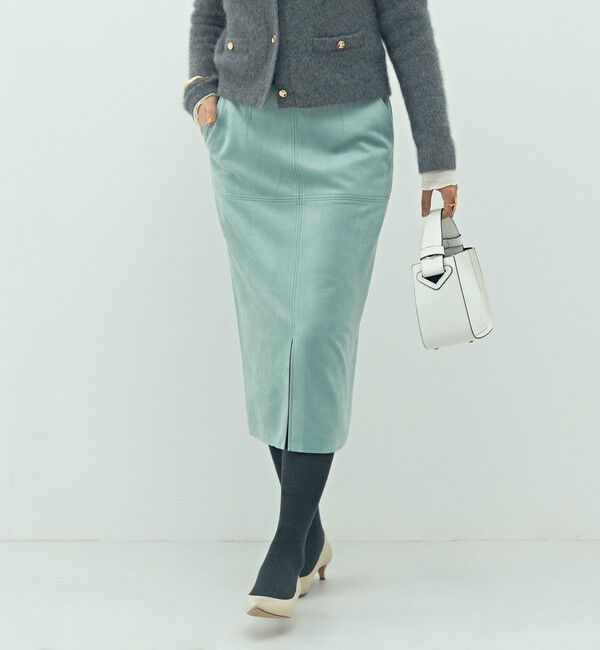 NOLLEY'S「ウォッシャブルストレッチスエード切替タイトスカート」|タイト|