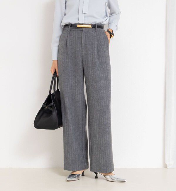 NOLLEY'S sophi「ウォッシャブル両面起毛ヘリンボーン/ストライプセミワイドパンツ」|その他|