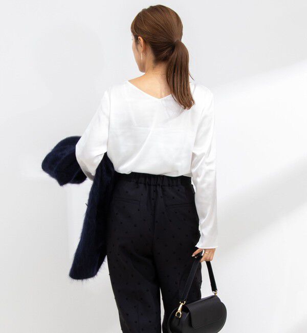 NOLLEY'S「◇【WEB限定】ウォッシャブルリラックスサテン長袖Ｔブラウス」|シャツ・ブラウス|