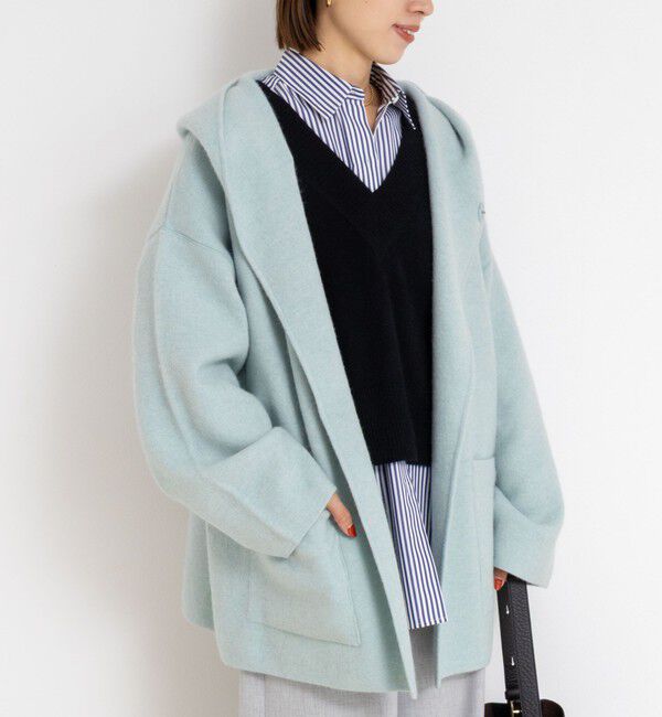 Rie Miller「ハーフ丈フーディー リバー風ニットコート」|その他|