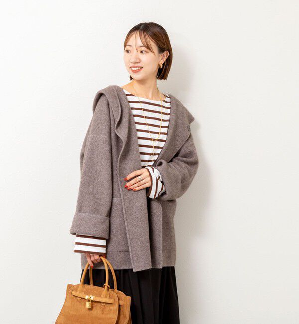 Rie Miller「ハーフ丈フーディー リバー風ニットコート」|その他|