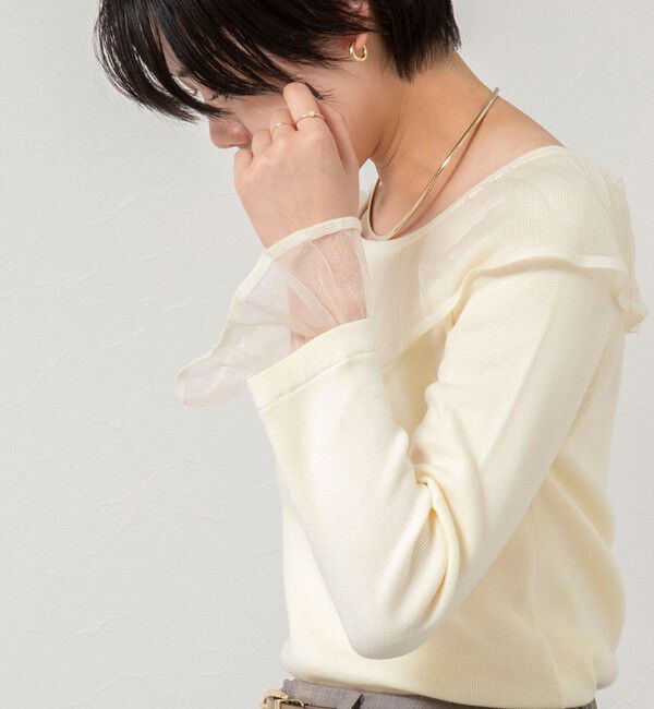 NOLLEY'S sophi「《手洗い可能》シアーフリル総針プルオーバー」|ニット・セーター|