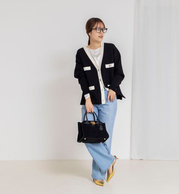 NOLLEY'S「《手洗い可能》スムース配色Vネックカーディガン」|カーディガン|