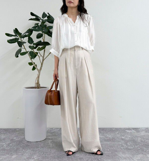 fredy emue「シャイニーシアー２WAYハーフスリーブブラウス」|シャツ・ブラウス|