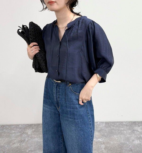 fredy emue「シャイニーシアー２WAYハーフスリーブブラウス」|シャツ・ブラウス|