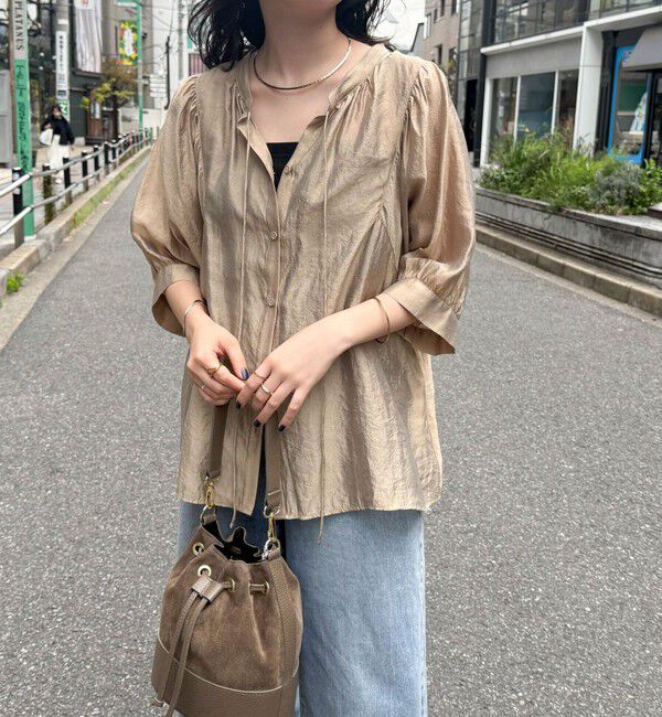 fredy emue「シャイニーシアー２WAYハーフスリーブブラウス」|シャツ・ブラウス|