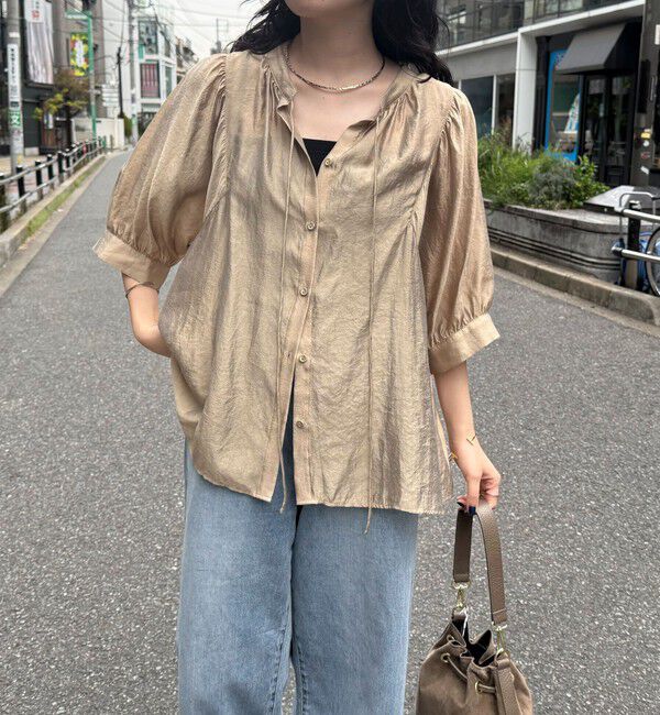 fredy emue「シャイニーシアー２WAYハーフスリーブブラウス」|シャツ・ブラウス|