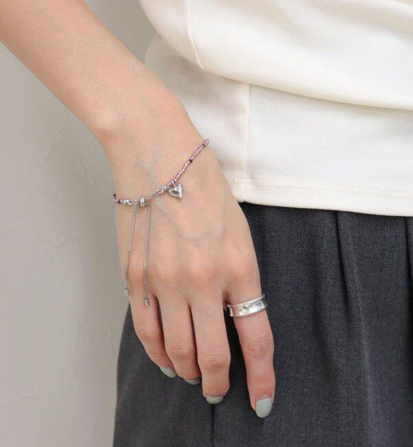 fredy emue「ビーズ&times;ハートトップブレス」|ブレスレット・バングル|ピンク