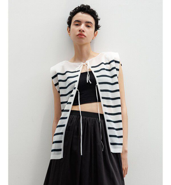 ROPE「シャイニー2WAYリボンブラウス/洗える」|シャツ・ブラウス|ネイビー(40)