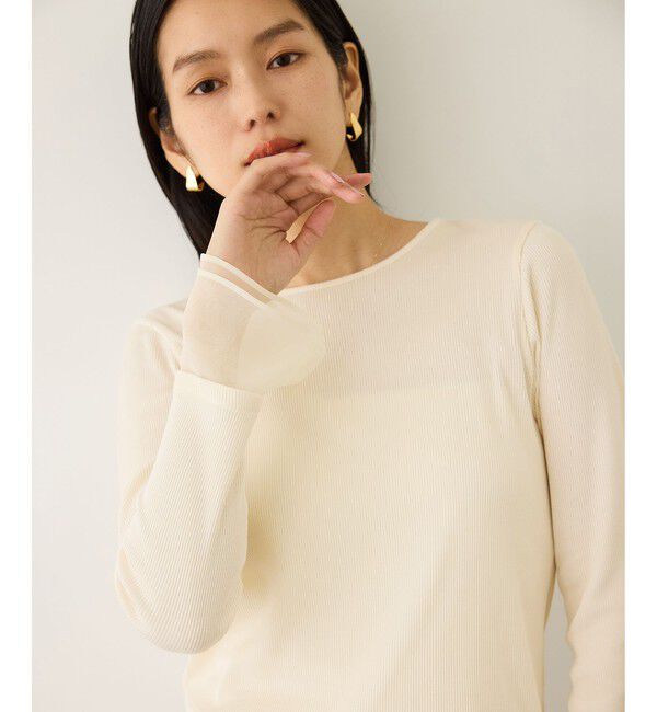 ROPE「シアーフレア袖ドッキングカットソー/イージーケア」|Tシャツ・カットソー|