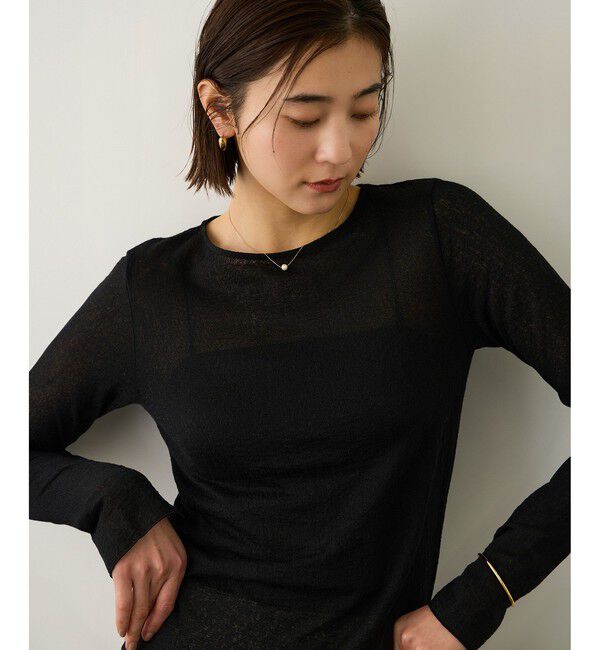 ROPE「コットンシアーロングスリーブカットソー/イージーケア」|Tシャツ・カットソー|