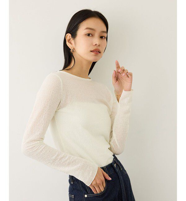 ROPE「コットンシアーロングスリーブカットソー/イージーケア」|Tシャツ・カットソー|ホワイト(10)