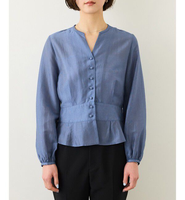 ROPE「カールマイヤーウエストタックペプラムブラウス/イージーケア」|シャツ・ブラウス|