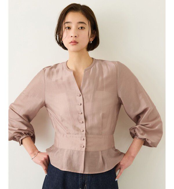 ROPE「カールマイヤーウエストタックペプラムブラウス/イージーケア」|シャツ・ブラウス|