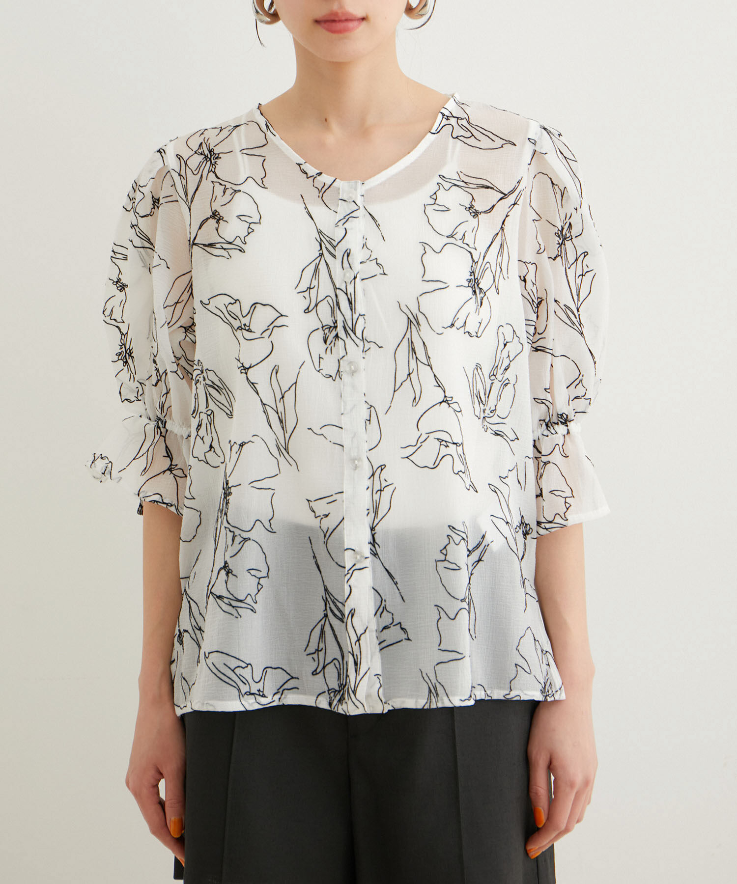 VIS「【選べる素材】アソートボウタイリボンブラウス」|シャツ・ブラウス|