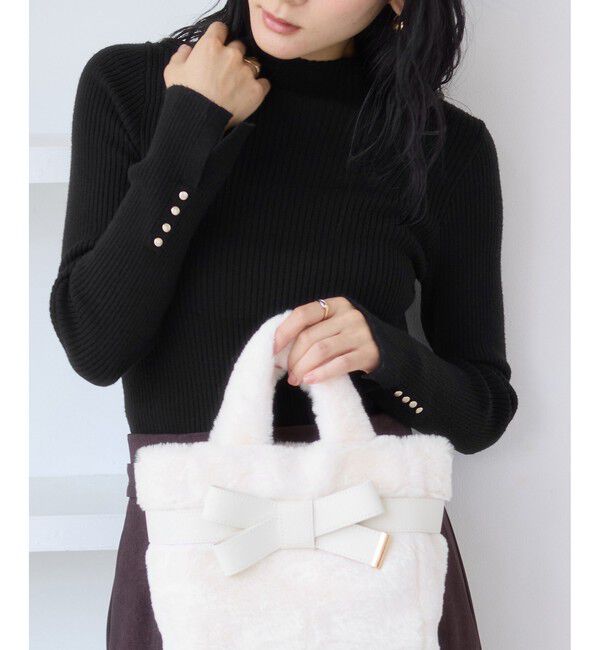 VIS「【美得】スリーブ釦アクセントリブニット/WEB限定FSサイズ・静電気防止」|ニット・セーター|