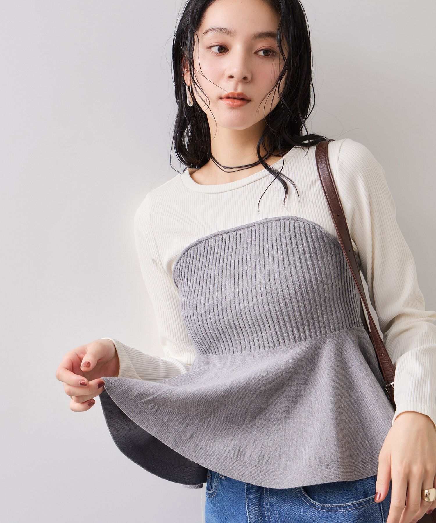 VIS「ペプラムニットドッキングプルオーバー」|ニット・セーター|