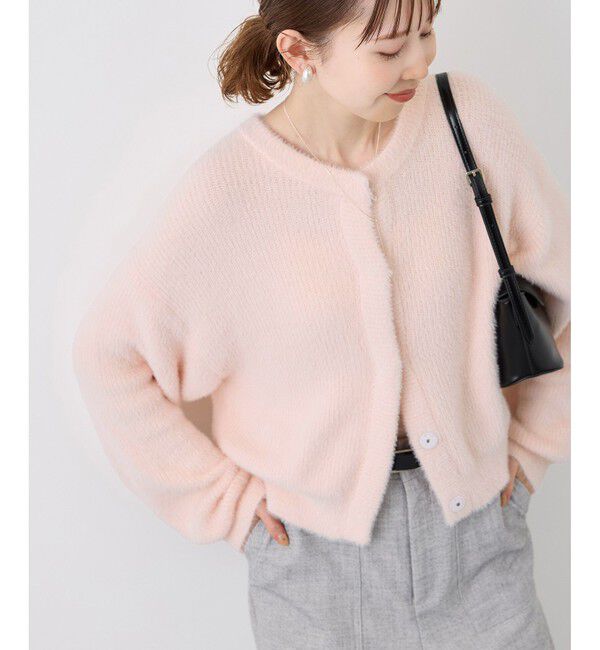 Rope&rsquo;Picnic「fluffy knitフラッフィーニット/ふわふわMIXフェザーニットカーディガン/洗濯機OK」|カーディガン|ローズピンク(64)